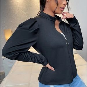 SHEIN SXY Gigot Sleeve Zip Up Jacket